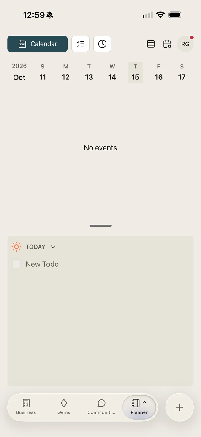 The Planner in the xosialX Business App, with today’s to-dos.