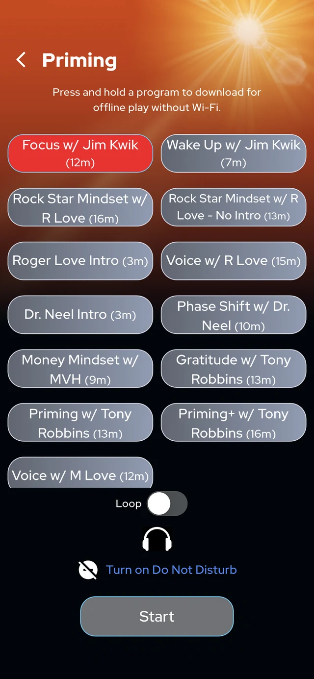 The Priming screen in the NuCalm app.